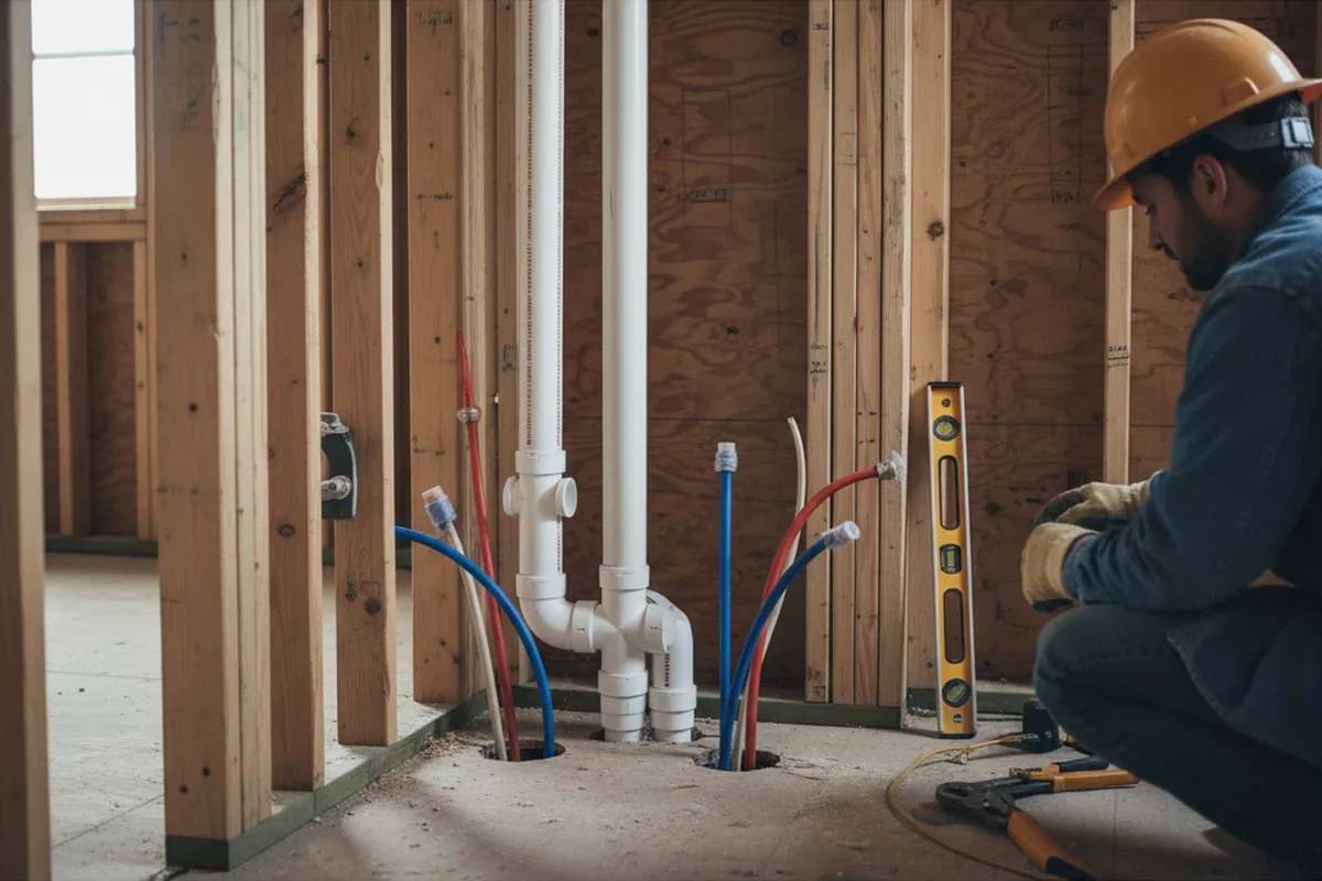 Drain and supply rough-in during Leak Detection in Madison